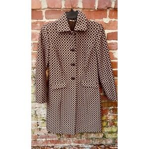Vintage Y2K Sigrid  Olsen Coat Geometric, Design -Brown Beige Brocade XS